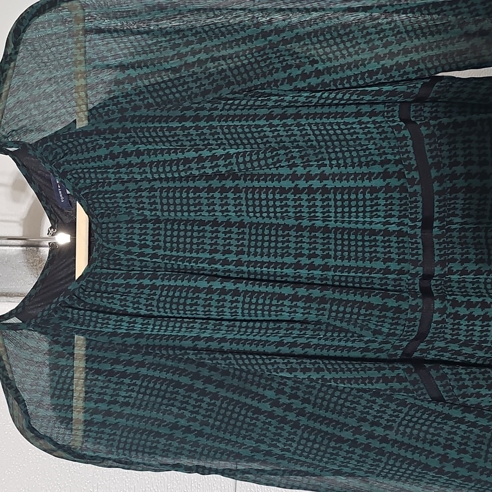 Tommy Hilfiger Green and Black Long Sleeve Dress